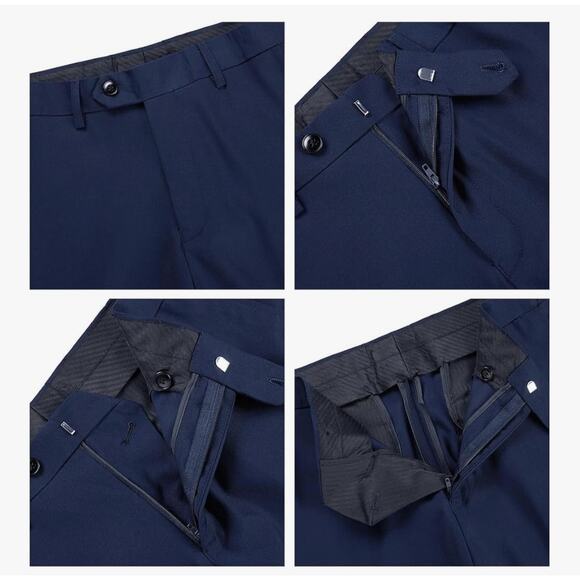 Brand New Men's Navy 3 Piece Suit Blazer, Vest & Pants Regular Fit Size: Medium - Picture 4 of 6